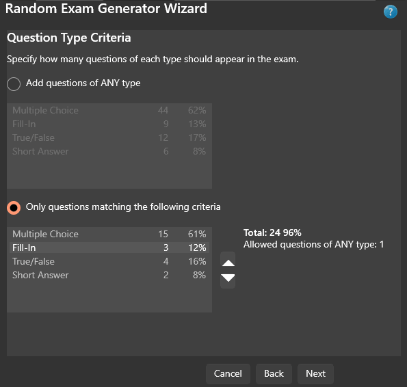 Select Question Type